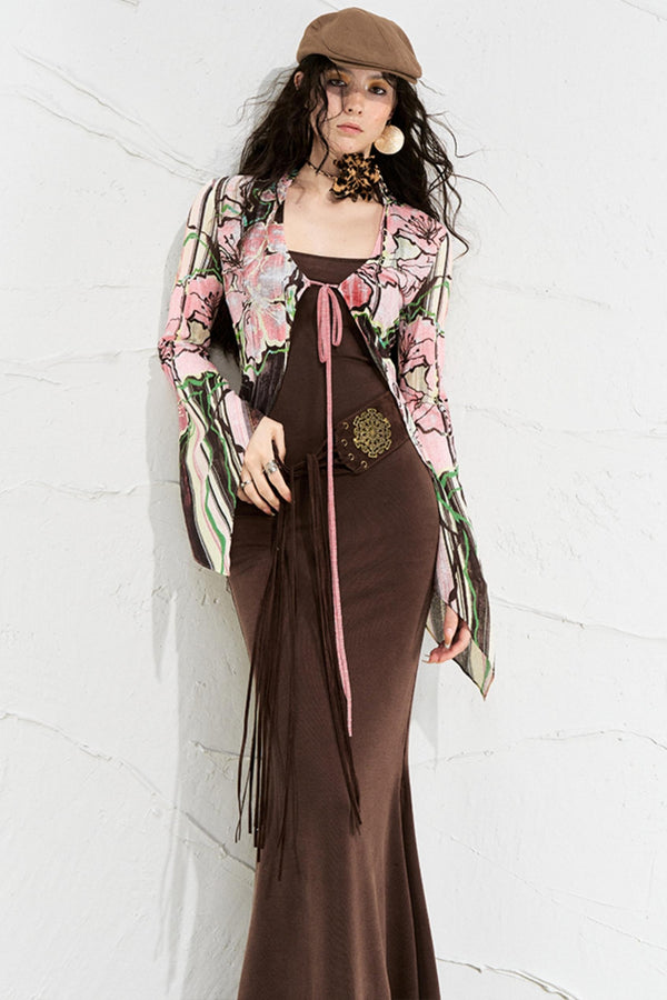 Color-Blocked Two-Piece Dress Set