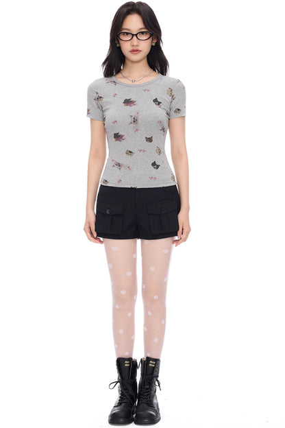 Cute Cat Print Tee