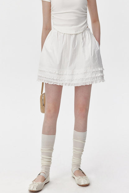 Cotton Lace Ruffle Skirt