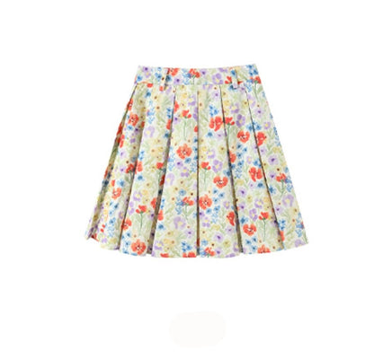 White Floral Skirt And White T-Shirt Set-Up