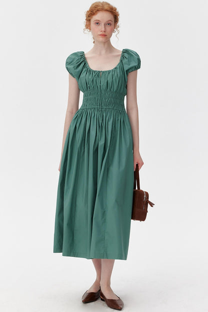 Chic Puff Sleeve Tie Dress