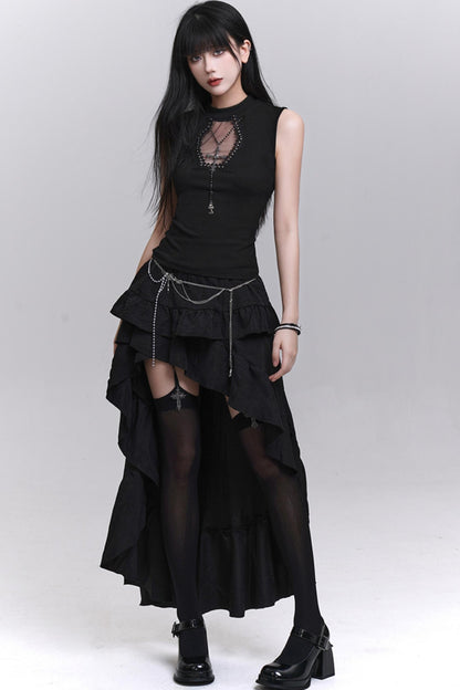 Ghostly Black Sleeveless Top