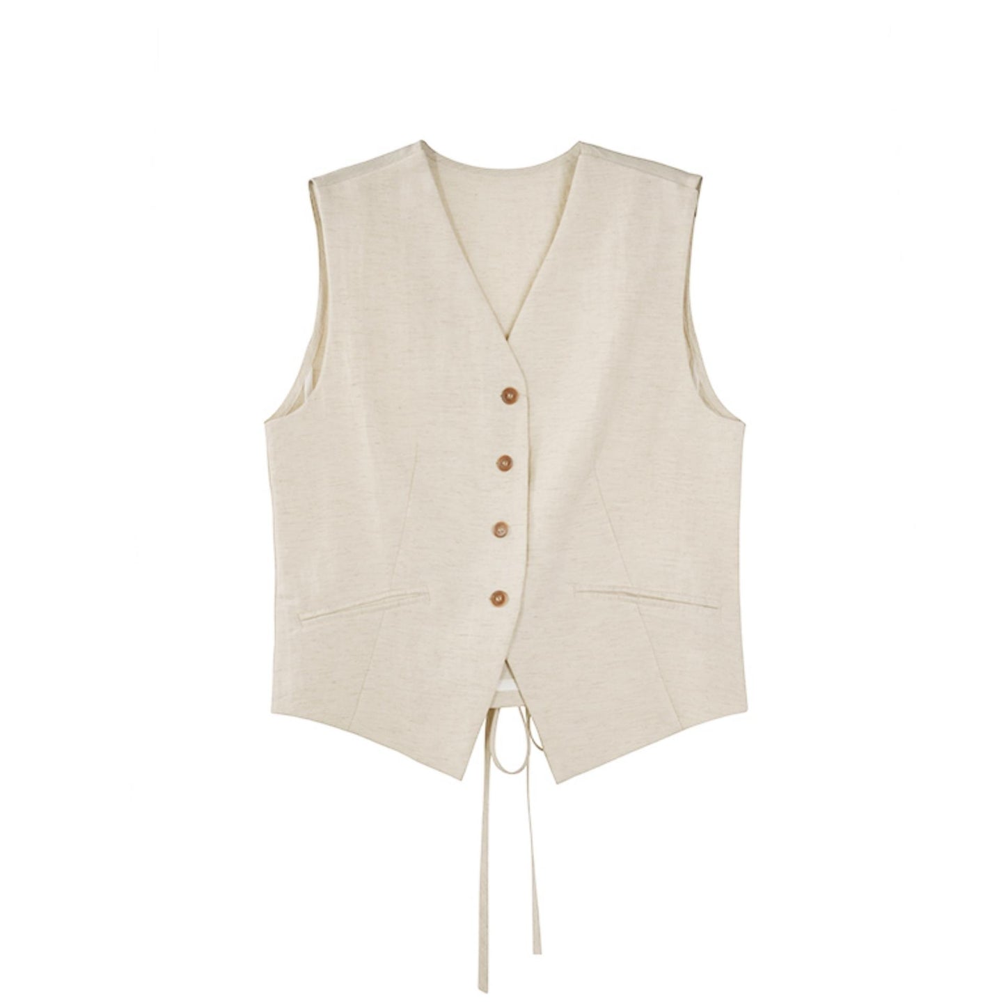 Pleated V-Neck Vest & Wide-Leg Trousers Set-Up