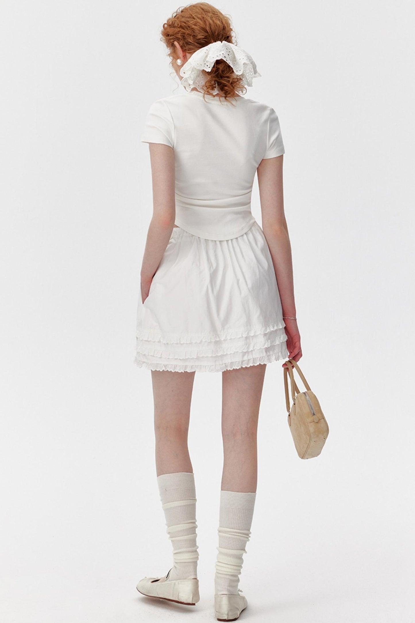 Cotton Lace Ruffle Skirt