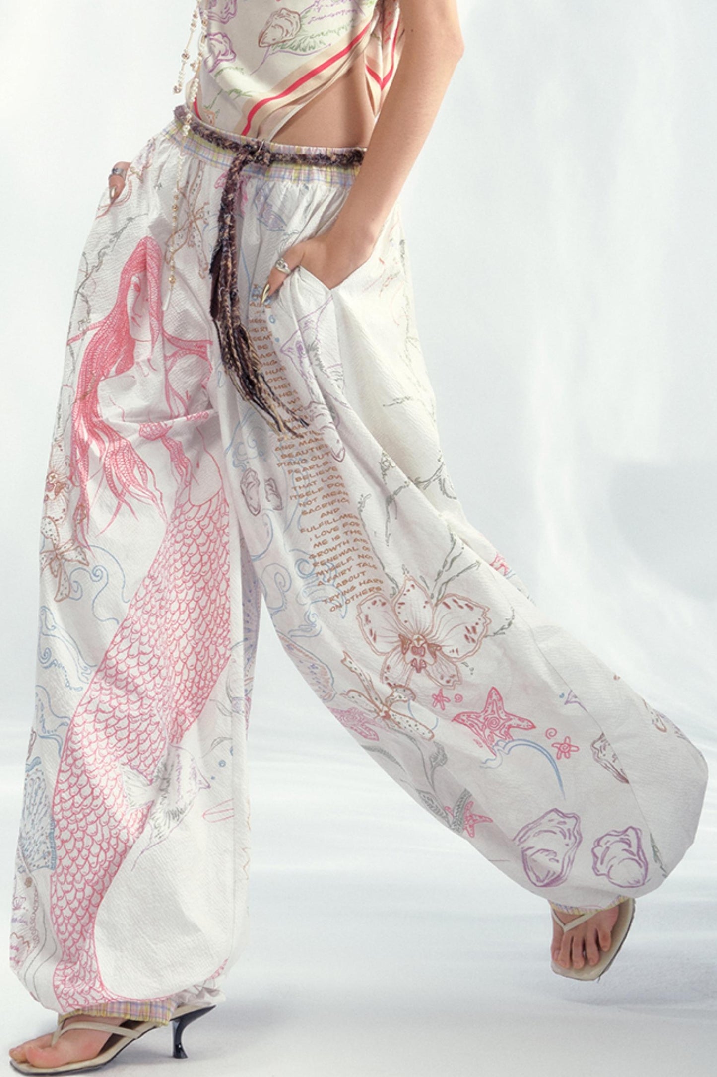 Ocean Pleated Lantern Pants