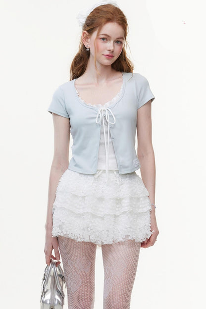 Color Block Knit V-Neck Top