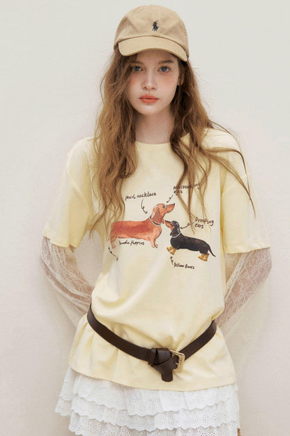 Faux Lace Spliced Tee