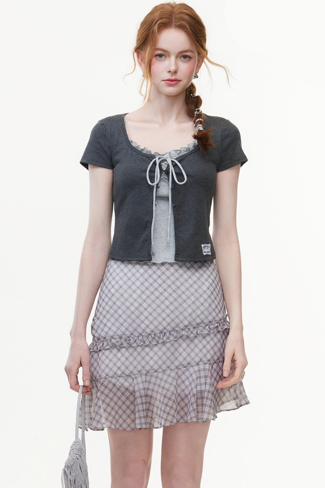 Color Block Knit V-Neck Top