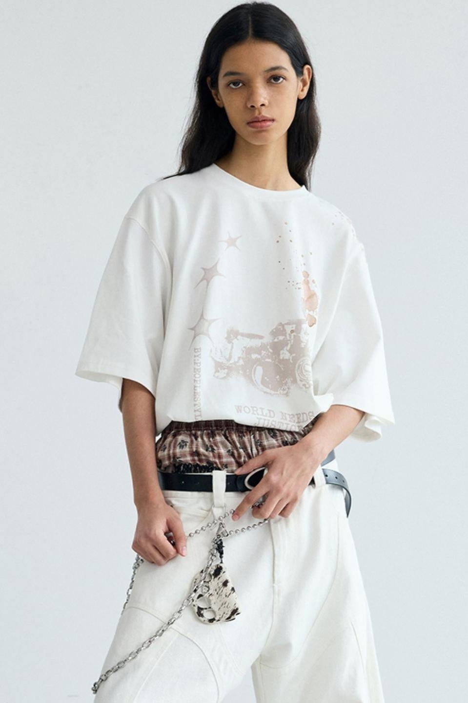 Vintage White Peplum Tee