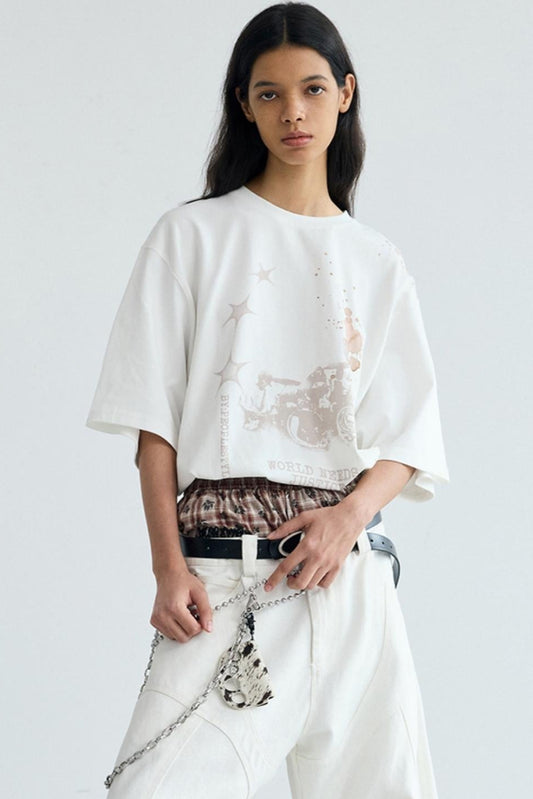 Vintage White Peplum Tee