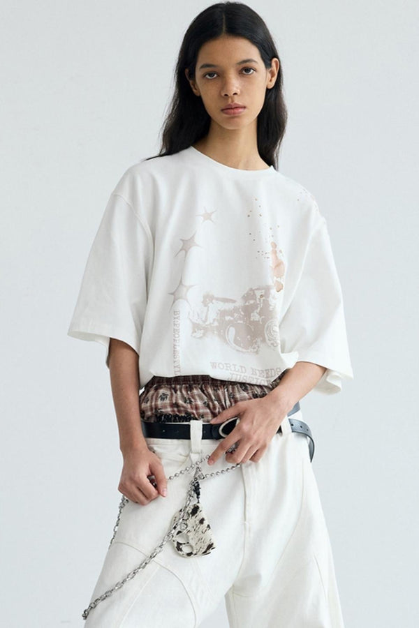 Vintage White Peplum Tee