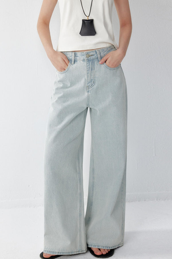 High-Waisted Distressed Jeans
