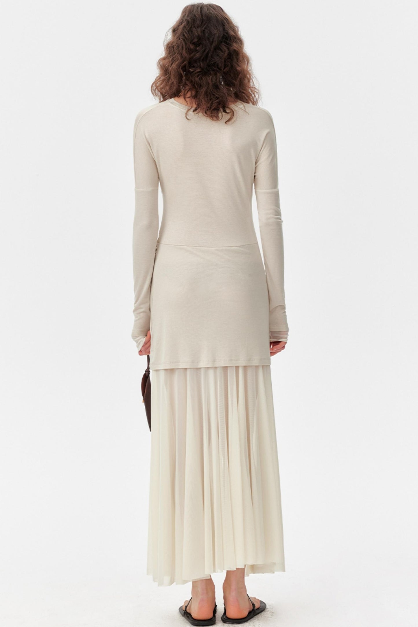 Linen Tulle Long Sleeve Dress Set-Up