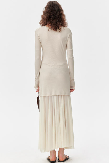 Linen Tulle Long Sleeve Dress Set-Up
