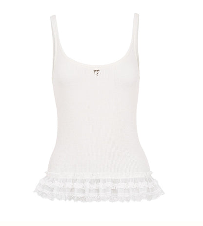 Lace Patchwork Knit Suspenders