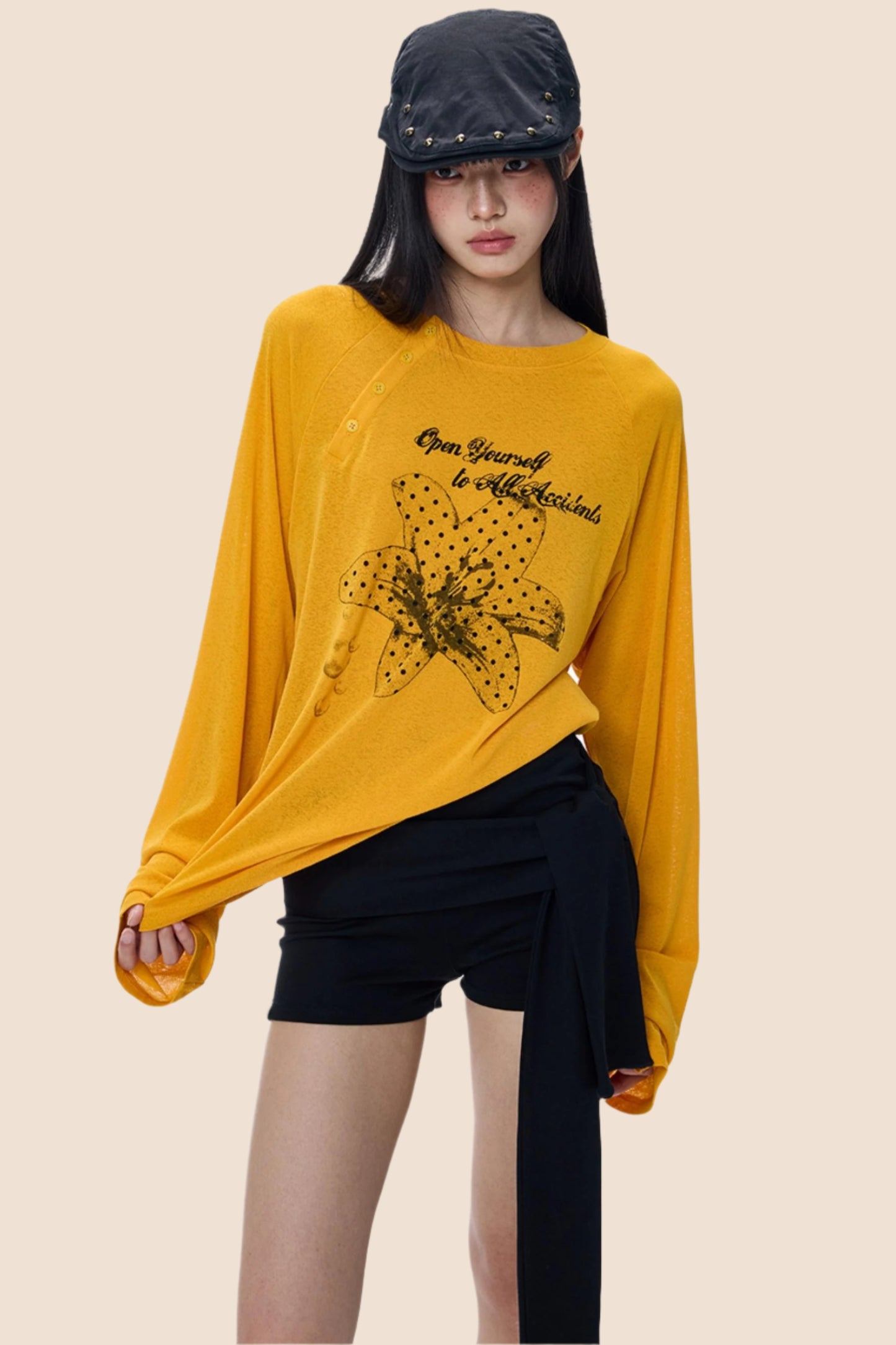 Slanted-Shouldered Summer T-Shirt