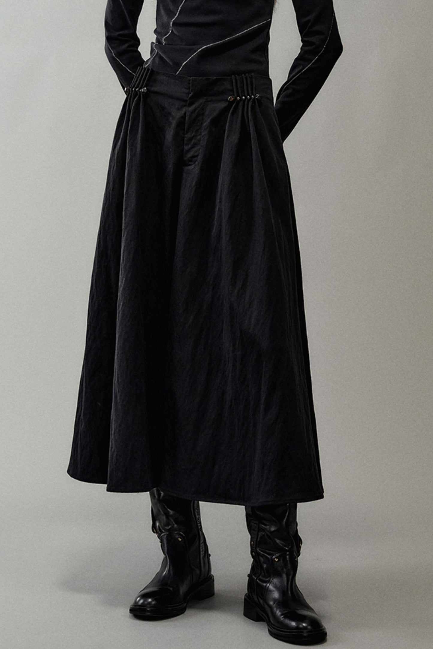 Pleated Pearlescent A-Swing Skirt