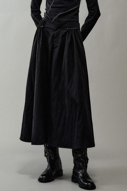 Pleated Pearlescent A-Swing Skirt