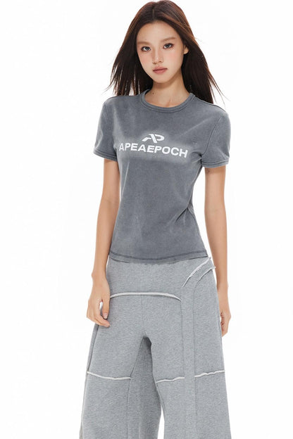 Slimming Gray Shoulder Top