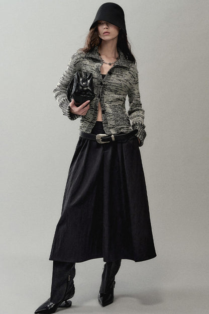 Ink Turtleneck Knitted Cardigan Jacket