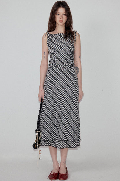 Luxury Lace Plaid Layered Dress