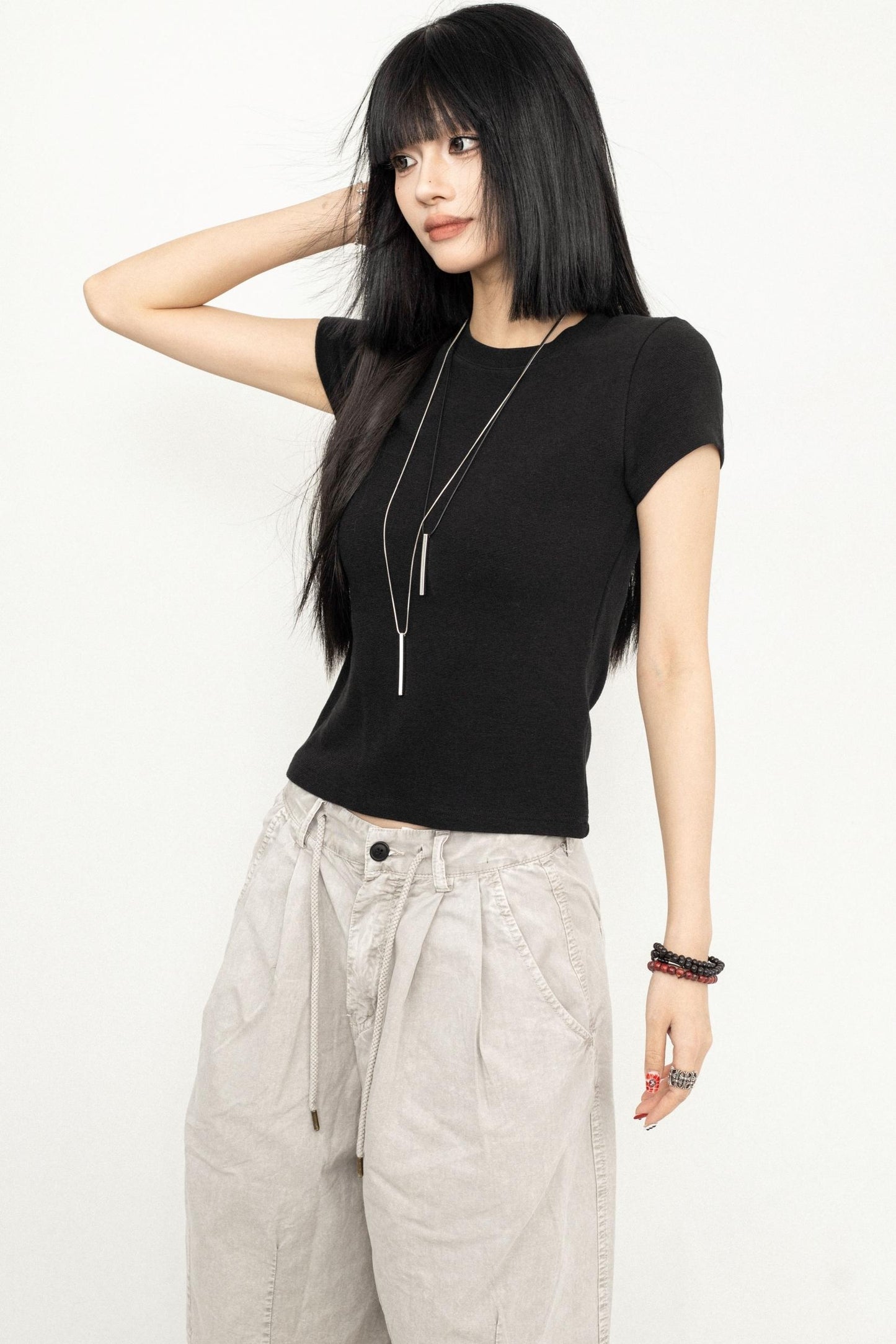 Retro Square Shoulder Slim Fit Tee