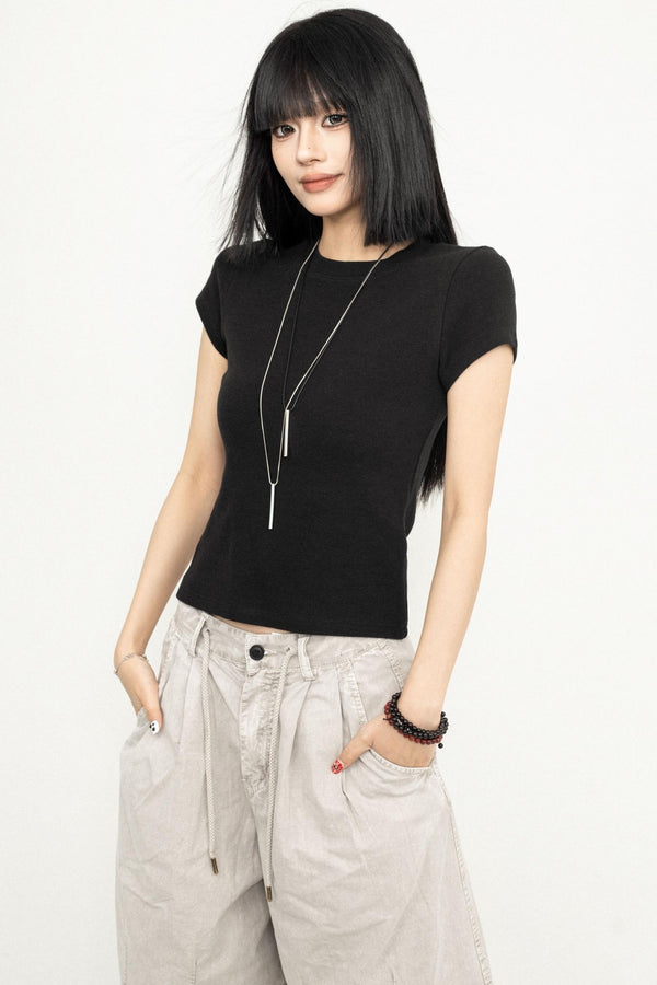 Retro Square Shoulder Slim Fit Tee