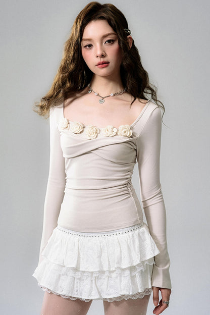 Heartwarming Khaki Floral Twist Top