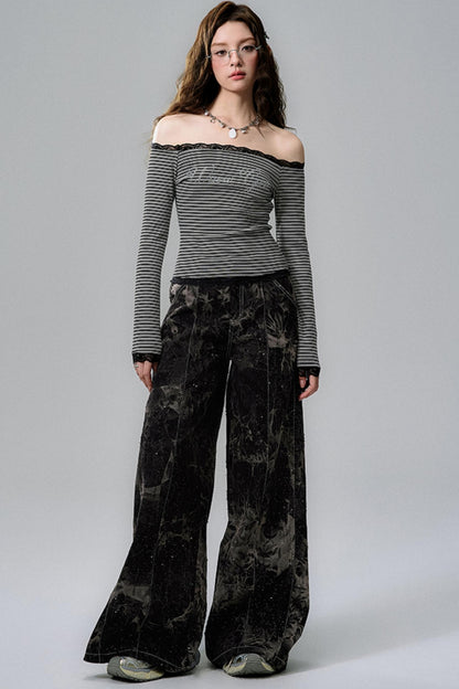 Wide Leg Denim Pants