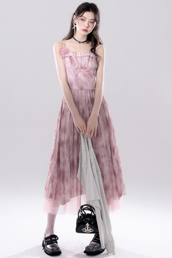 Ruffled Cranberry Pink Dress