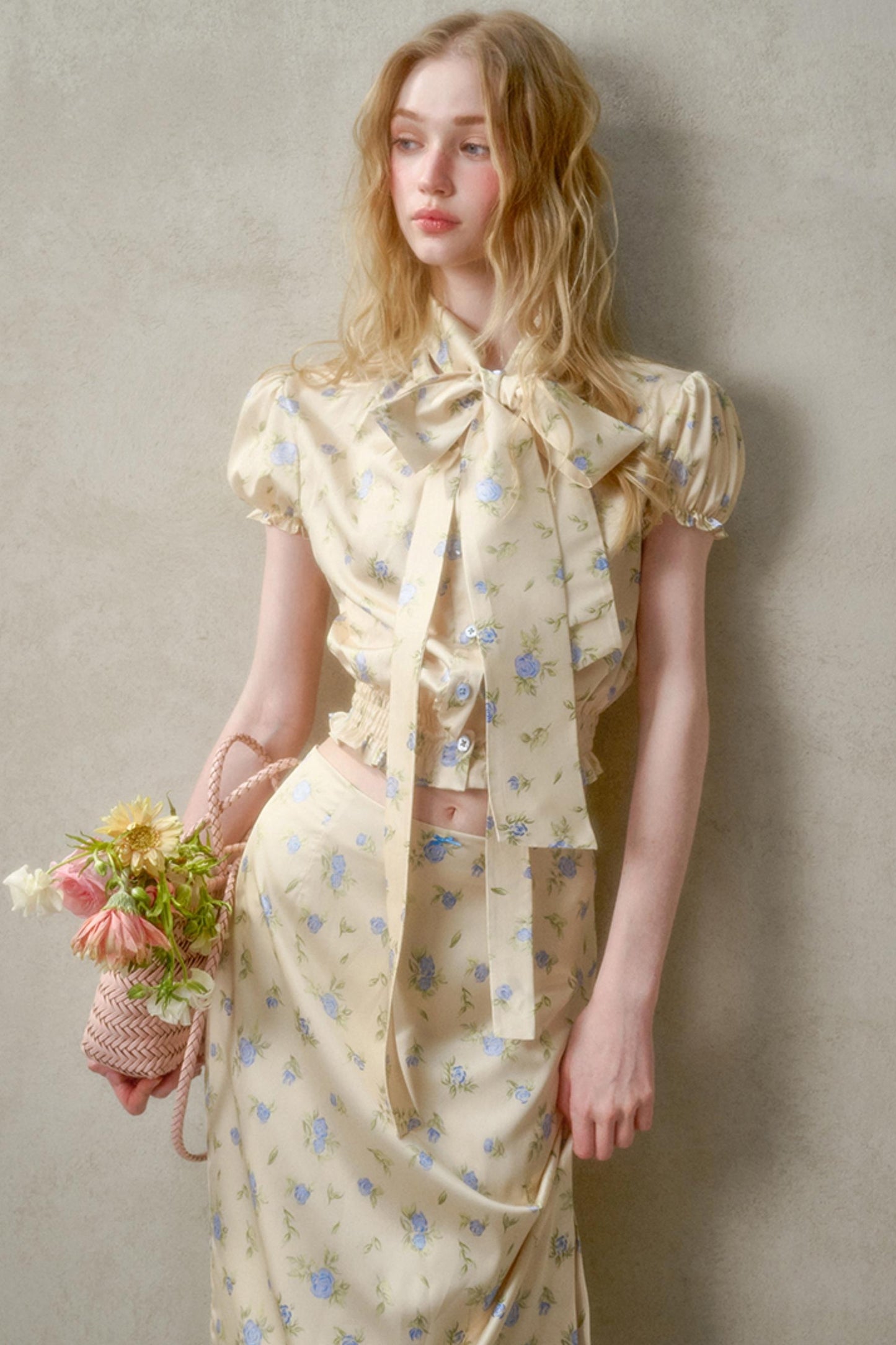 Lemon Lace Skirt With Shirt Set-Up