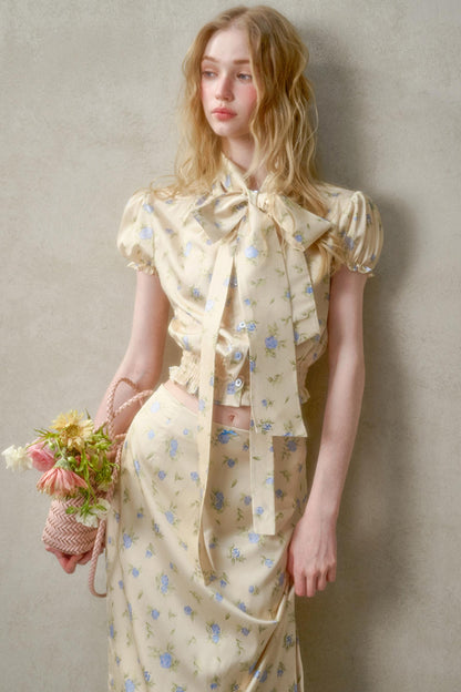 Lemon Lace Skirt With Shirt Set-Up