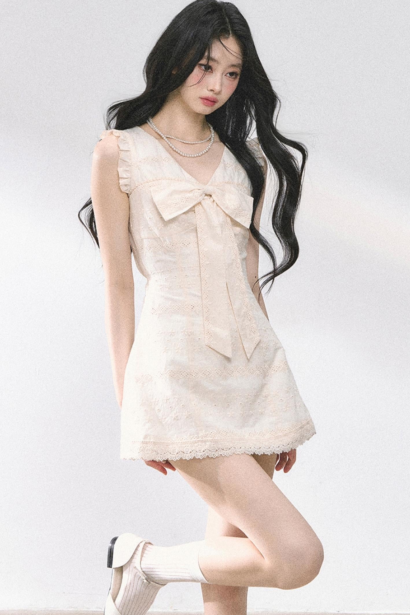 French V-Neck Lace Dress