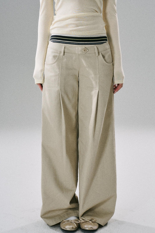 Slim Fit Panel Wide-Leg Trousers