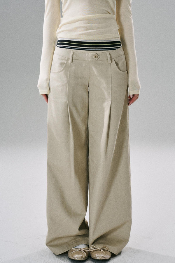 Slim Fit Panel Wide-Leg Trousers