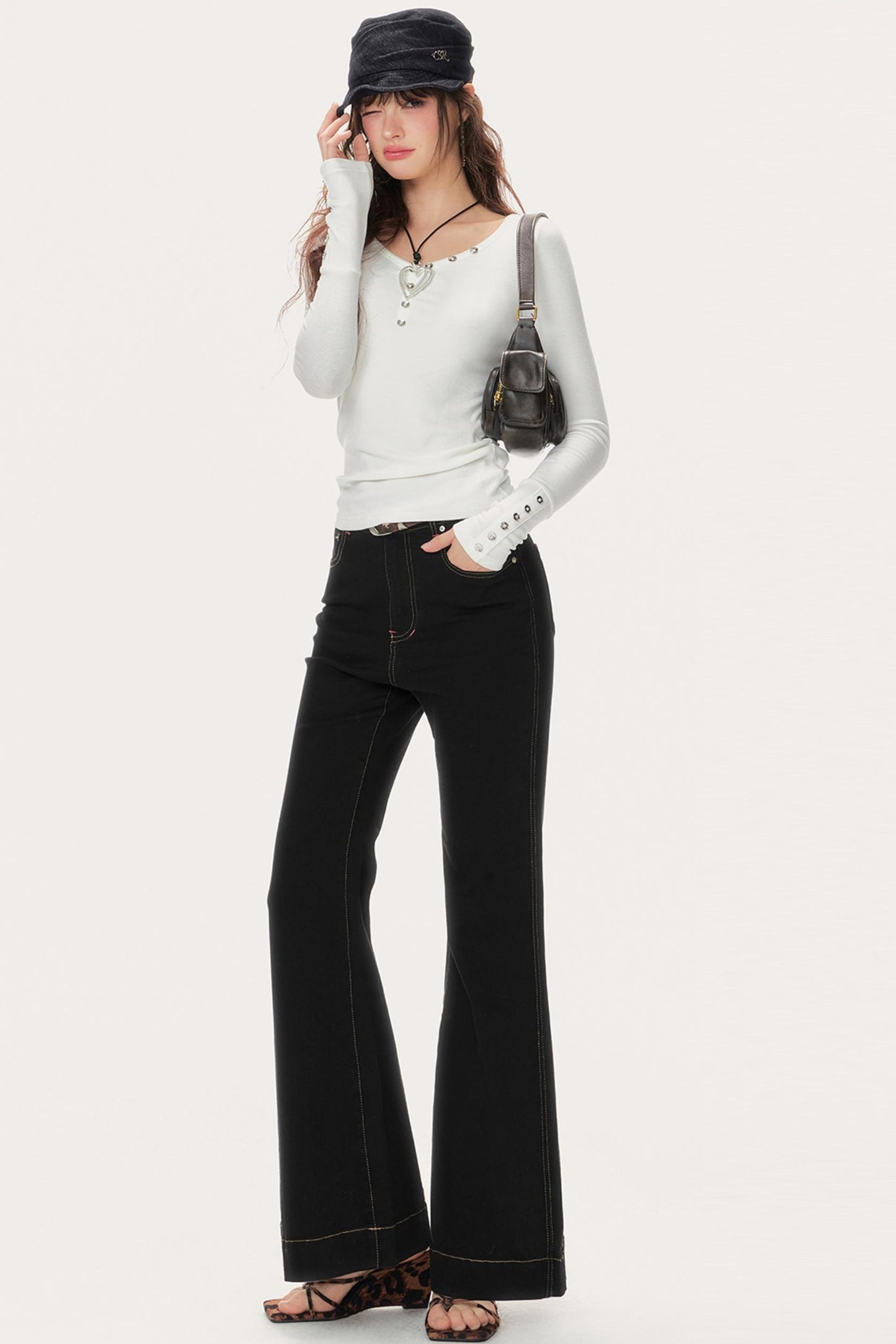 Slim Fit High-Waisted Bootcut Jeans