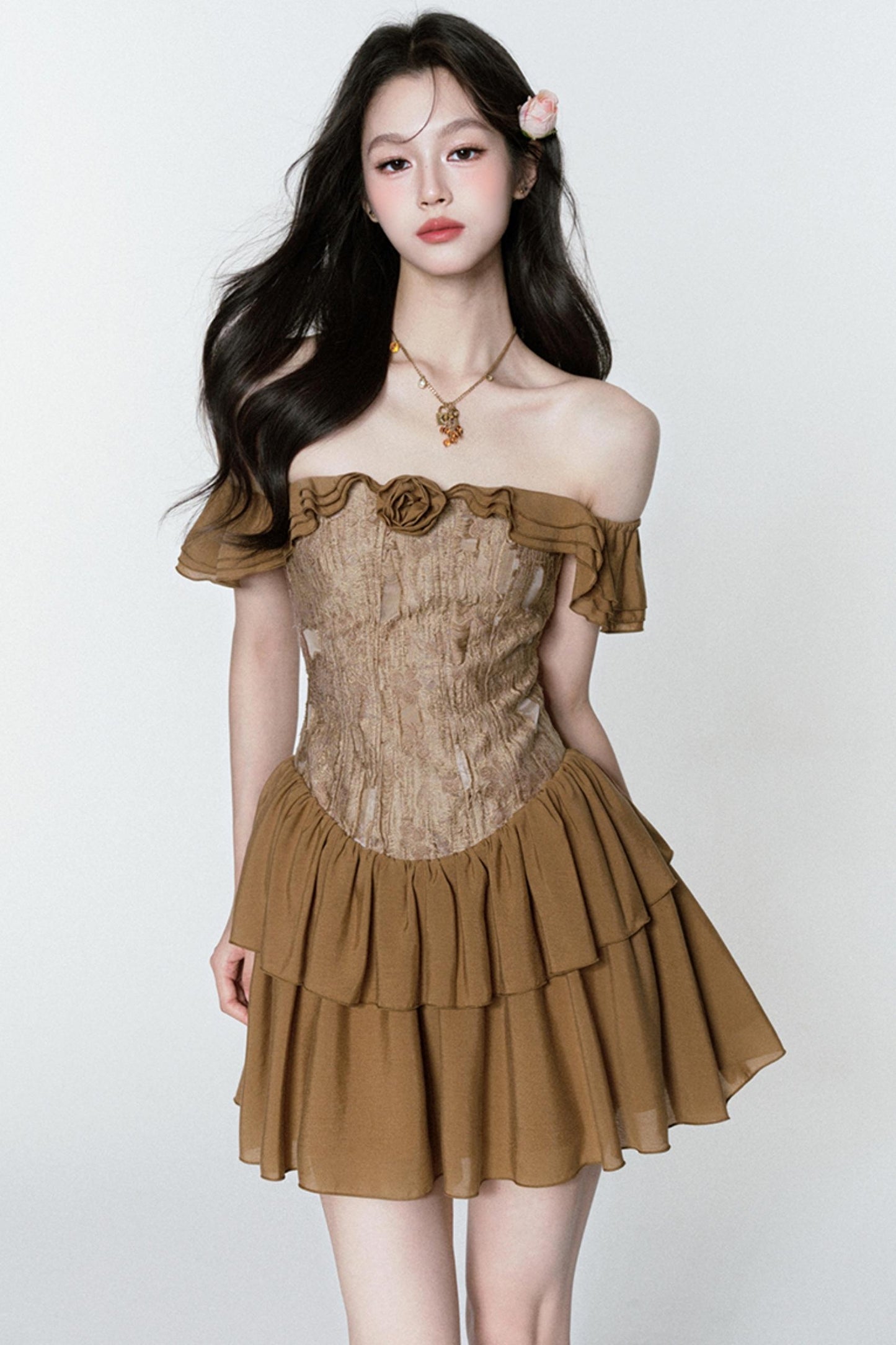 Rose Veins Asymmetrical Romantic Dress