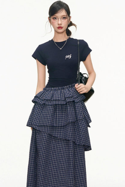 Summer Navy Plaid Dress