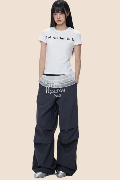 Cute Puppy Print Short Sleeve T-shirt