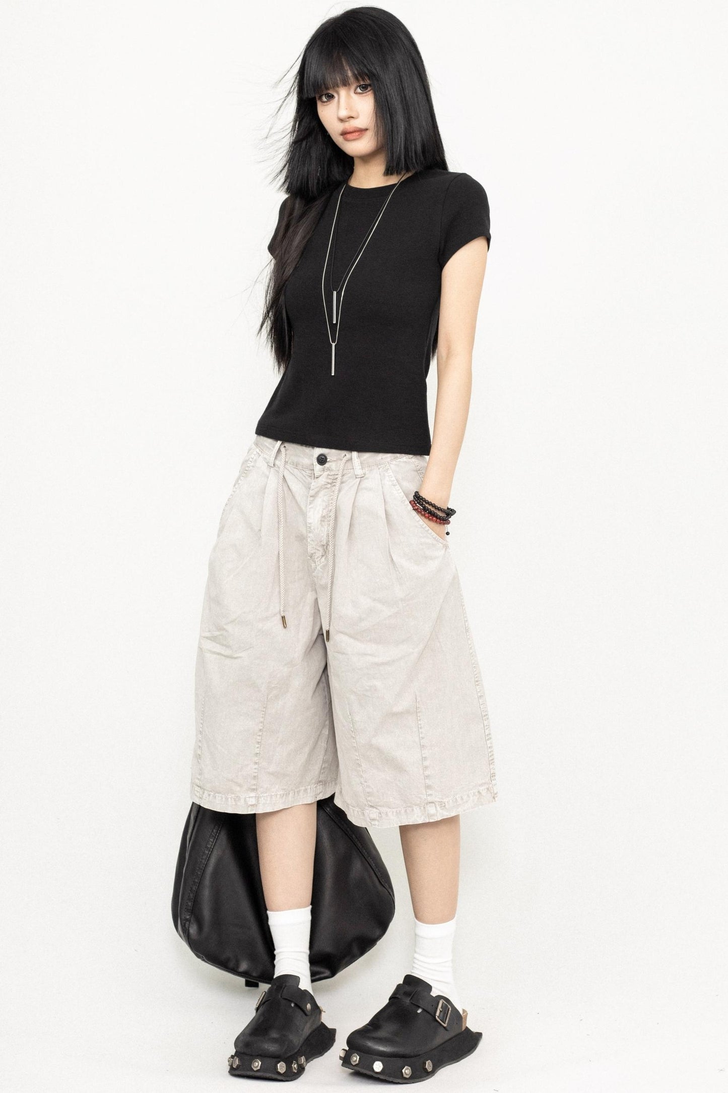 Retro Square Shoulder Slim Fit Tee