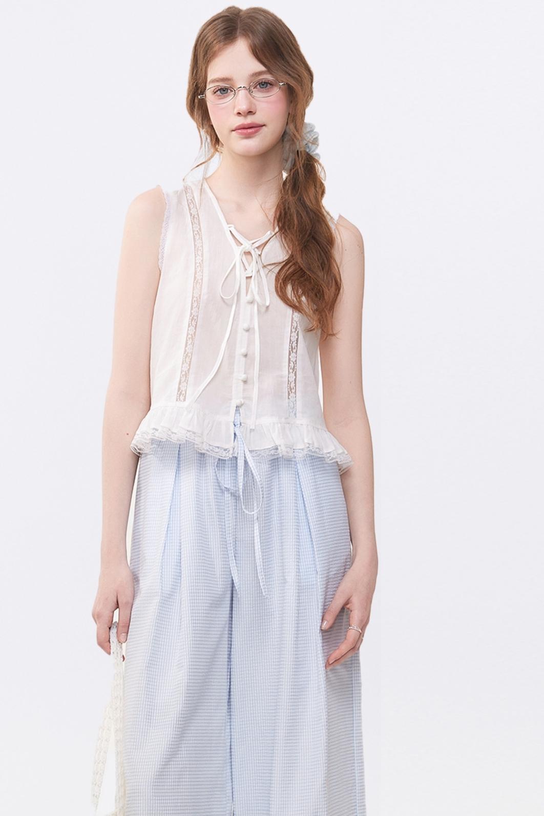 Sleeveless Lace Suit Set-Up