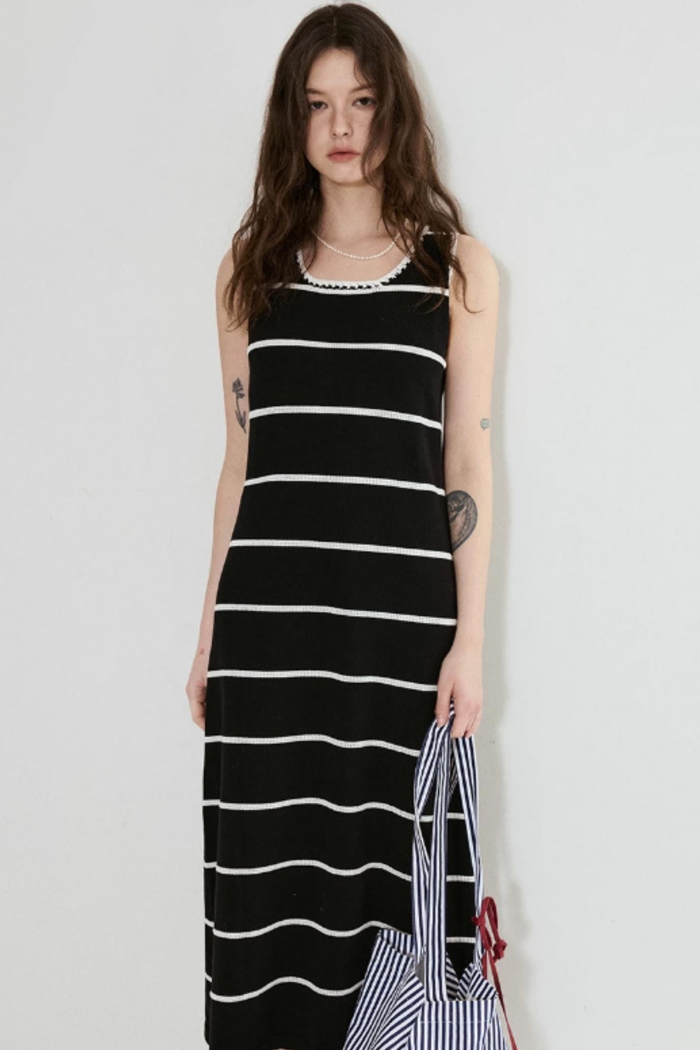 Crochet Lace Striped Dress