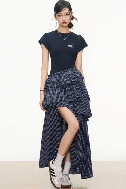 Summer Navy Plaid Dress