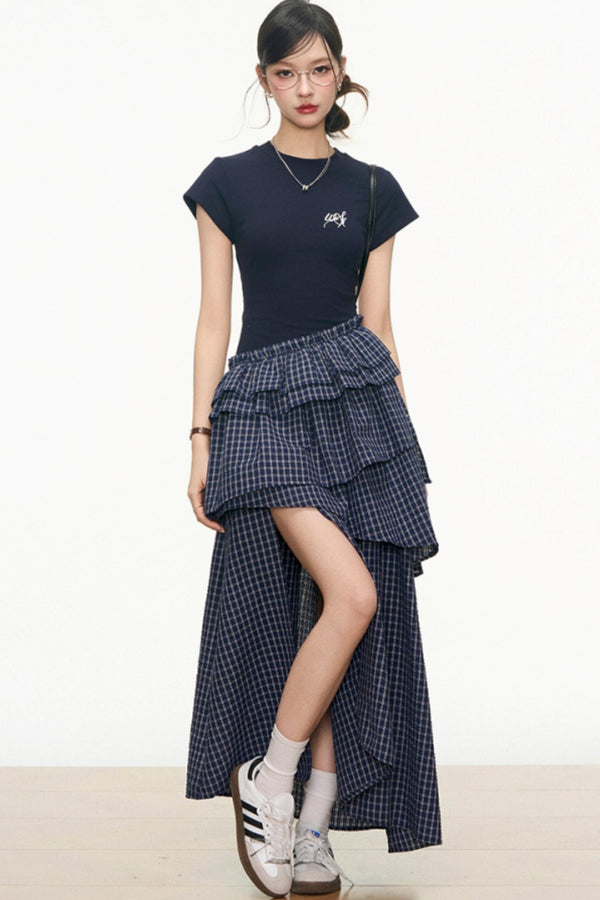 Summer Navy Plaid Dress