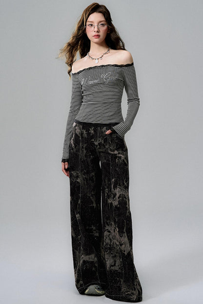 Wide Leg Denim Pants