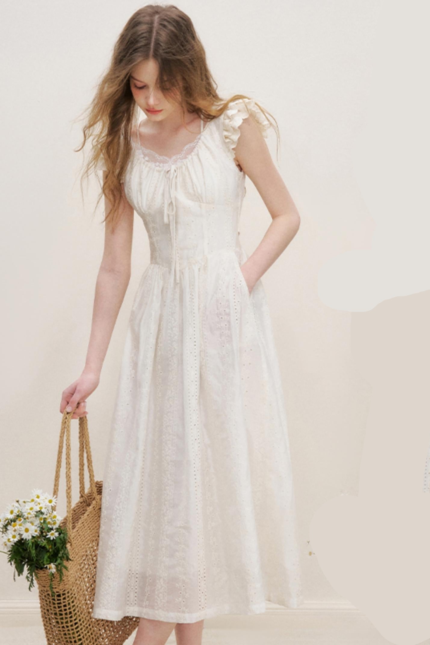 Flutter Lace Midi Dress