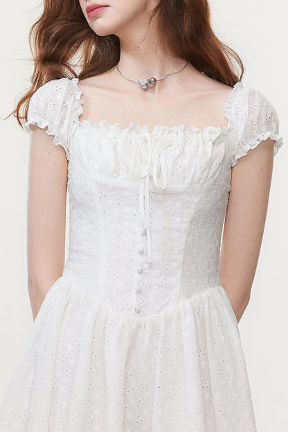 French Square Neck Mini Dress