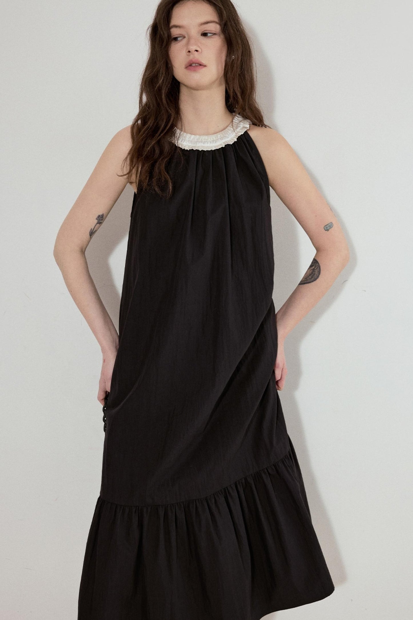 Satin Patchwork Midi Dress