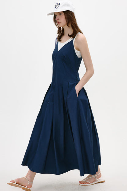 Antique Blue Luxe Halter Dress