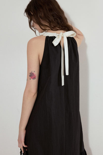 Satin Patchwork Midi Dress